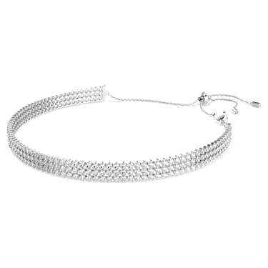 Matrix choker nyaklánc, Körmetszéses, Fehér, Ródium bevonattal - Swarovski, 5685755