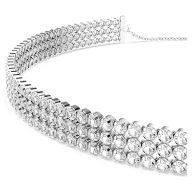 Matrix Tennis Choker, Rundschliff, Weiß, Rhodiniert - Swarovski, 5685755