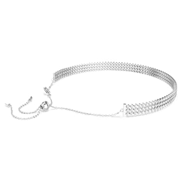 Matrix Tennis Choker, Rundschliff, Weiß, Rhodiniert - Swarovski, 5685755