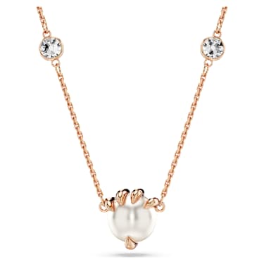 Přívěsek Dragon & Phoenix, Křišťálové perly, Dračí dráp, Bílá, Povrchová úprava z 18k růžového zlata - Swarovski, 5685774