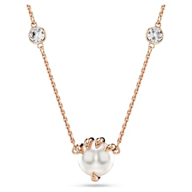 Přívěsek Dragon & Phoenix, Křišťálové perly, Dračí dráp, Bílá, Povrchová úprava z 18k růžového zlata - Swarovski, 5685774