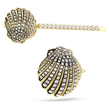 Idyllia hair pin, Set (2), Shell, White, Mixed metal finish - Swarovski, 5686437