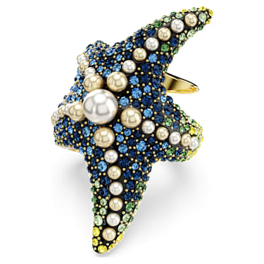Idyllia cocktail ring, Crystal pearls, Starfish, Multicoloured, Gold-tone plated - Swarovski, 5686461