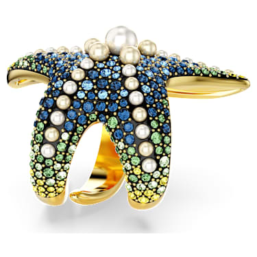Idyllia cocktail ring, Crystal pearls, Starfish, Multicoloured, Gold-tone plated - Swarovski, 5686461