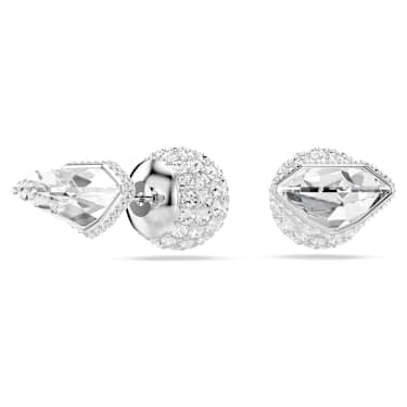 Lucent stud earrings Pave Ball White Rhodium plated Swarovski