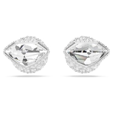 Uhančki Lucent, Pavé, Krogla, Beli, Prevleka iz rodija - Swarovski, 5686483
