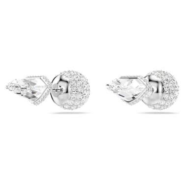 Uhančki Lucent, Pavé, Krogla, Beli, Prevleka iz rodija - Swarovski, 5686483