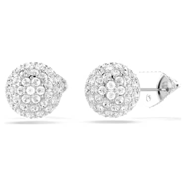 Uhančki Lucent, Pavé, Krogla, Beli, Prevleka iz rodija - Swarovski, 5686483