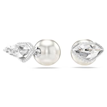 Uhančki Lucent, Pavé, Krogla, Beli, Prevleka iz rodija - Swarovski, 5686483