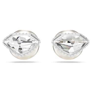 Swarovski Lucent stud earrings Pave Ball White Rhodium plated