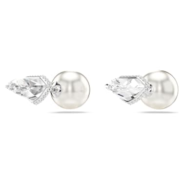 Uhančki Lucent, Pavé, Krogla, Beli, Prevleka iz rodija - Swarovski, 5686483
