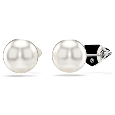 Uhančki Lucent, Pavé, Krogla, Beli, Prevleka iz rodija - Swarovski, 5686483