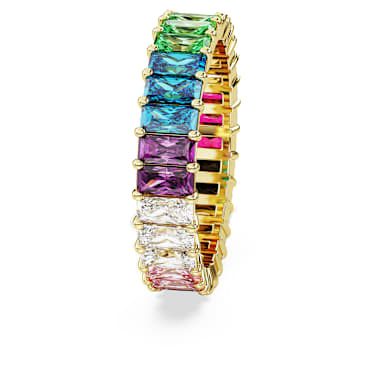 Matrix ring, Baguette-slijpvorm, Meerkleurig, Goudkleurige toplaag - Swarovski, 5686634