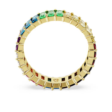 Matrix ring, Baguette-slijpvorm, Meerkleurig, Goudkleurige toplaag - Swarovski, 5686634