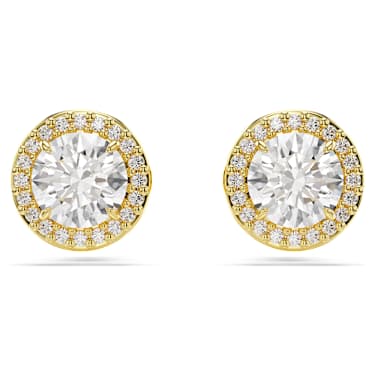 Una Angelic stud earrings, Round cut, Gold tone, Gold-tone plated - Swarovski, 5686637