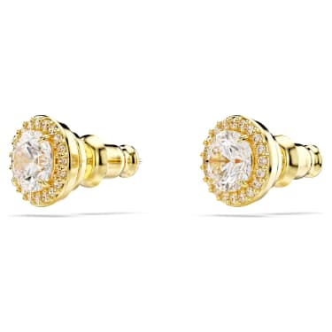 Una Angelic stud earrings, Round cut, Gold tone, Gold-tone plated - Swarovski, 5686637