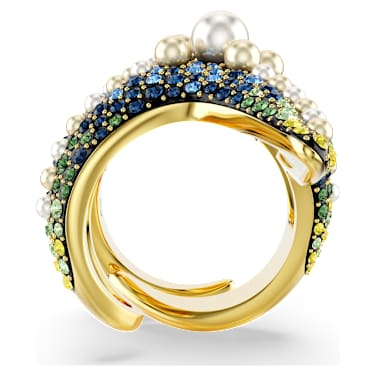 Swarovski Idyllia cocktail ring Crystal pearls Starfish Multicoloured Gold tone plated