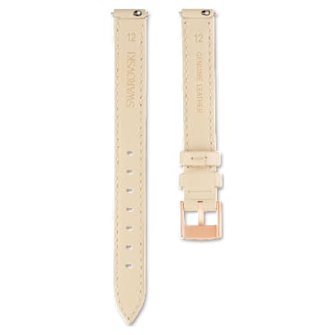 Correa de reloj, 12 mm (0,47") de ancho, Piel, Beige, Acabado tono oro rosa - Swarovski, 5686988