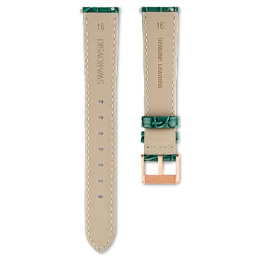 워치 스트랩, 폭 16 mm(0.63"), 스티칭 가죽, 그린 - Swarovski, 5687023