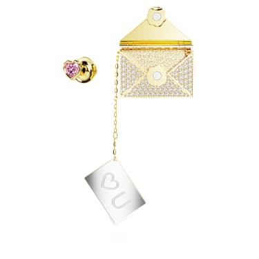 Letra brooch, Engraved love letter, Multicolored, Gold-tone plated - Swarovski, 5687026
