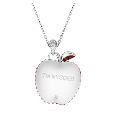 I LOVE NY pendant, Red, Rhodium plated