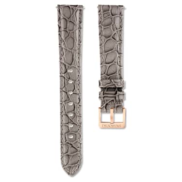 워치 스트랩, 폭 16 mm(0.63"), 스티칭 가죽, 그레이 - Swarovski, 5687028