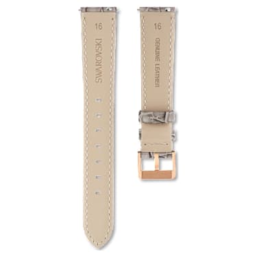 워치 스트랩, 폭 16 mm(0.63"), 스티칭 가죽, 그레이 - Swarovski, 5687028