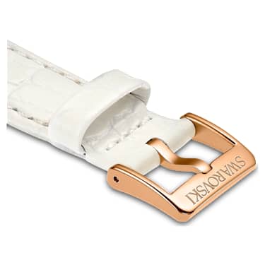Watch strap, 16 mm (0.63") width, Leather with stitching, White - Swarovski, 5687076