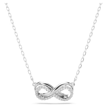 Colgante Hyperbola, Pavé, Símbolo del infinito, Blanco, Baño de rodio - Swarovski, 5687265