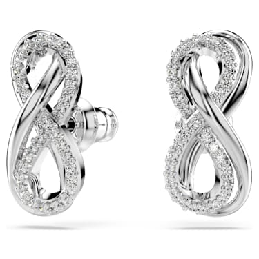 Uhančki Hyperbola, Infinity, Beli, Prevleka iz rodija - Swarovski, 5687269