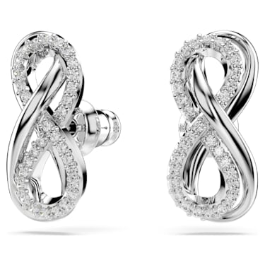 Hyperbola stud earrings, Infinity, White, Rhodium plated - Swarovski, 5687269