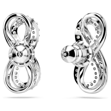 Pendientes de botón Hyperbola, Símbolo del infinito, Blancos, Baño de rodio - Swarovski, 5687269