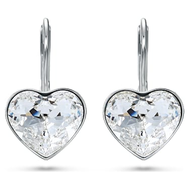 Bella Oorhangers, Hart, Wit, Rodium toplaag - Swarovski, 5687414