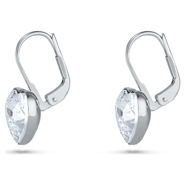 Bella Oorhangers, Hart, Wit, Rodium toplaag - Swarovski, 5687414