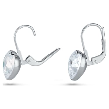 Bella Oorhangers, Hart, Wit, Rodium toplaag - Swarovski, 5687414