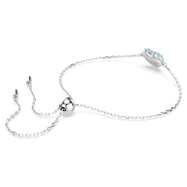 Idyllia bracelet, Heart, Blue, Rhodium plated - Swarovski, 5687621