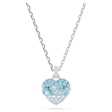 Hyperbola pendant, Heart, Blue, Rhodium plated - Swarovski, 5687624