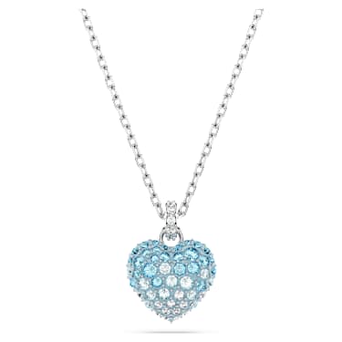 Hyperbola pendant, Heart, Blue, Rhodium plated - Swarovski, 5687624