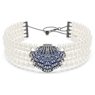 Girocollo Idyllia, Crystal Pearl, Conchiglia, Blu, Placcato rutenio - Swarovski, 5688233