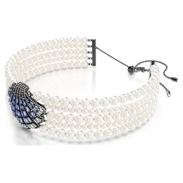 Girocollo Idyllia, Crystal Pearl, Conchiglia, Blu, Placcato rutenio - Swarovski, 5688233