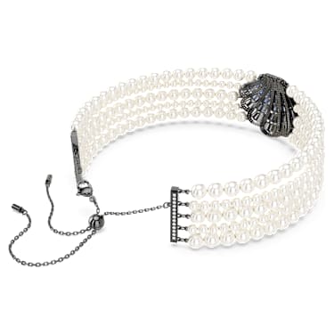 Girocollo Idyllia, Crystal Pearl, Conchiglia, Blu, Placcato rutenio - Swarovski, 5688233