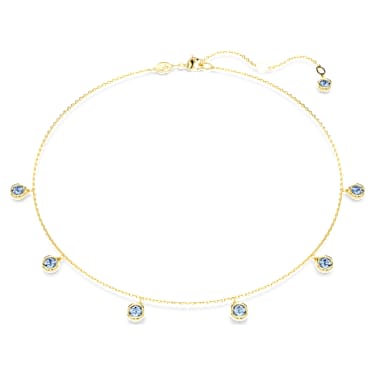 Collar Imber, Talla redonda, Azul claro, Baño tono oro - Swarovski, 5688246