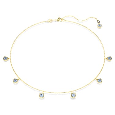 Collar Imber, Talla redonda, Azul claro, Baño tono oro - Swarovski, 5688246
