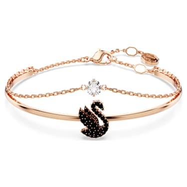 Swan กำไล, หงส์, ดำ, ตกแต่งผิวด้วยโรสโกลด์ 18K - Swarovski, 5688248