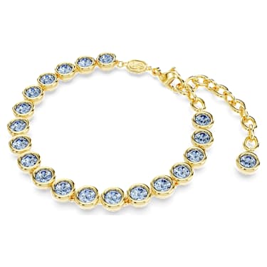 Imber Tennis 手鏈, 圓形切割, 藍色, 鍍金色色調 - Swarovski, 5688419