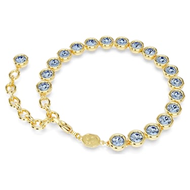 Imber Tennis bracelet, Round cut, Blue, Gold-tone plated