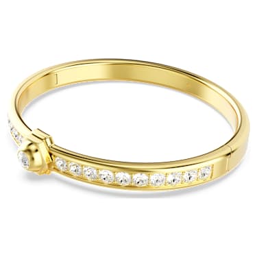 Numina bangle, Round cut, White, Gold-tone plated | Swarovski