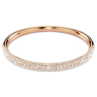 Bransoletka typu bangle Sublima, Oprawa brukowa typu snow, Biała, Powłoka w odcieniu różowego złota - Swarovski, 5688610