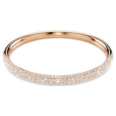 Bransoletka typu bangle Sublima, Oprawa brukowa typu snow, Biała, Powłoka w odcieniu różowego złota - Swarovski, 5688610