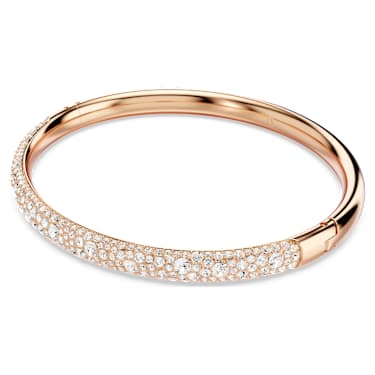 Bransoletka typu bangle Sublima, Oprawa brukowa typu snow, Biała, Powłoka w odcieniu różowego złota - Swarovski, 5688610